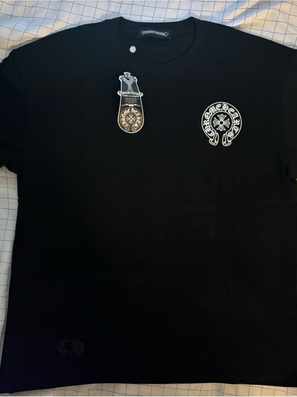Chrome Hearts Black T-Shirt with White Cross Logo